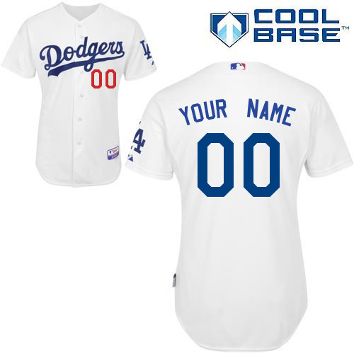 Customized L A Dodgers MLB Jersey-Men's Authentic Home White Cool Base Baseball Jersey
